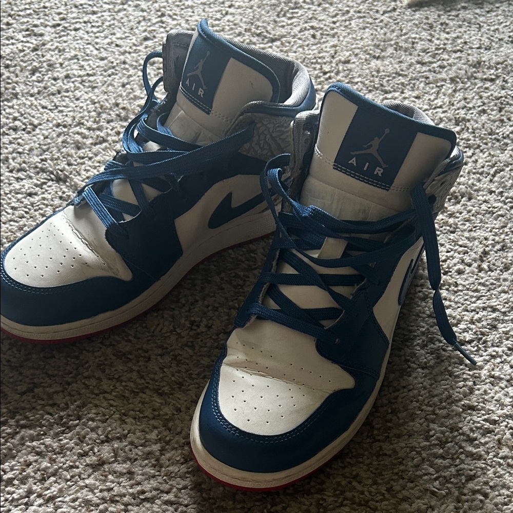 Nike Blue and White High-Top Basketball Sneakers